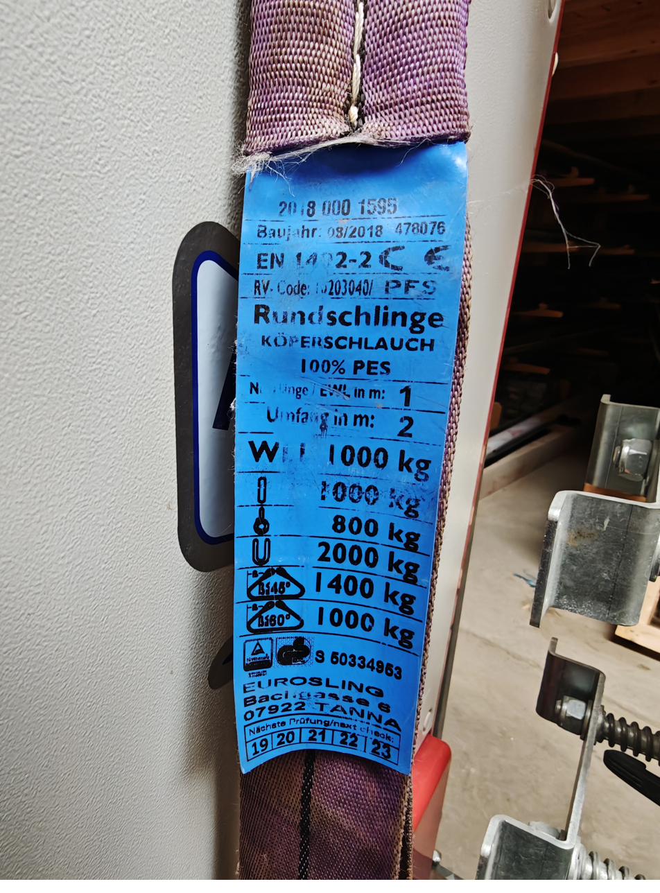 Prüfetikett einer Anschlag-Rundschlinge